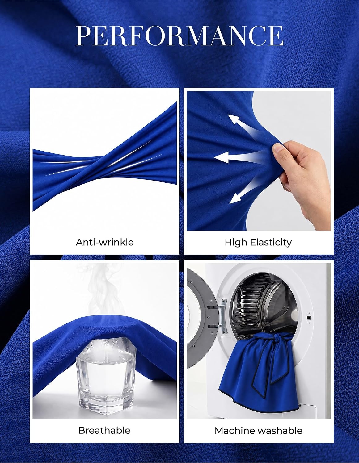 image:imageGRACE KARIN Work Dresses for Women 34 Sleeve Bodycon Pencil Business Outfits Color Block Office Church Clothes with BeltRoyal Blue