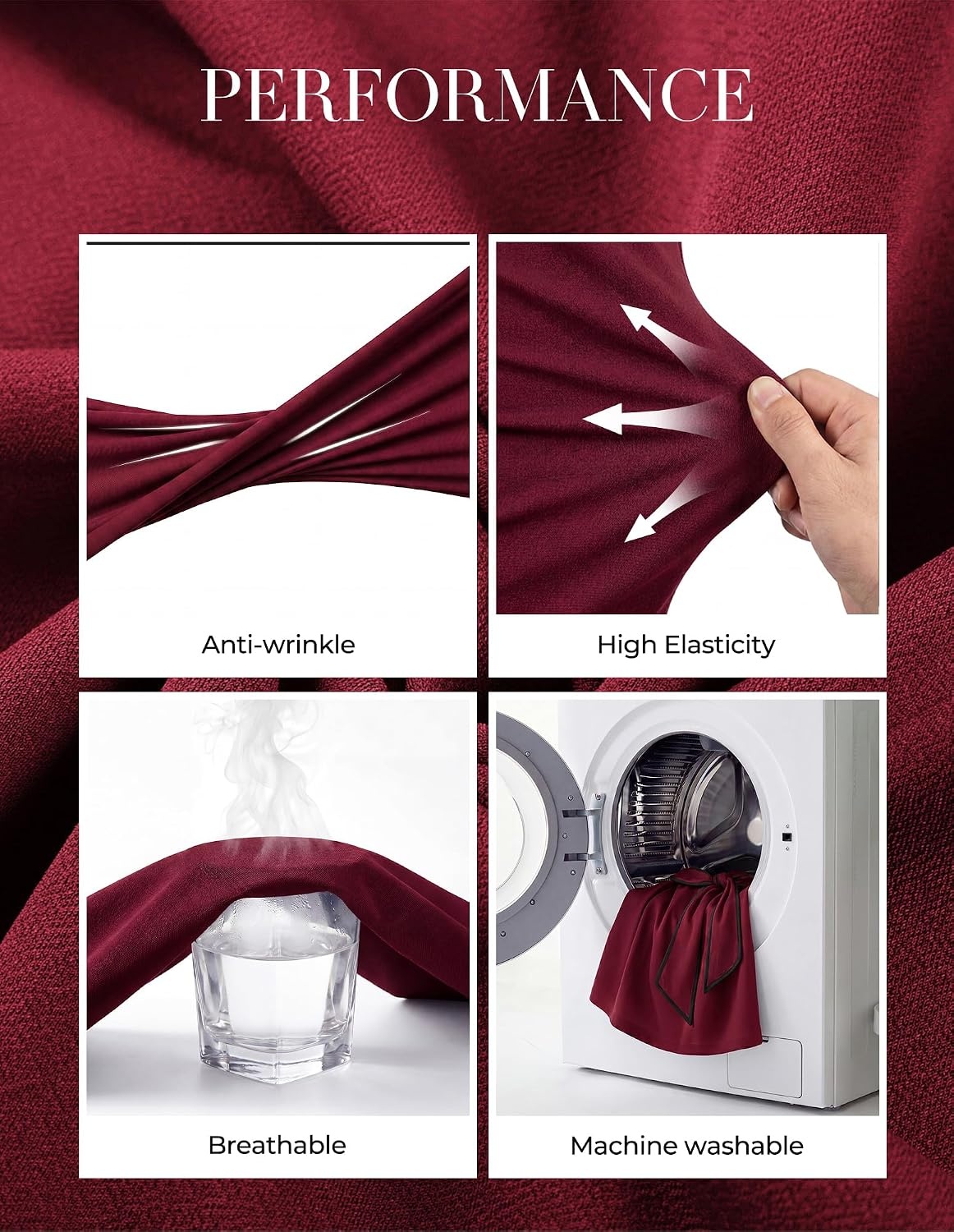 image:imageGRACE KARIN Work Dresses for Women 34 Sleeve Bodycon Pencil Business Outfits Color Block Office Church Clothes with BeltWine
