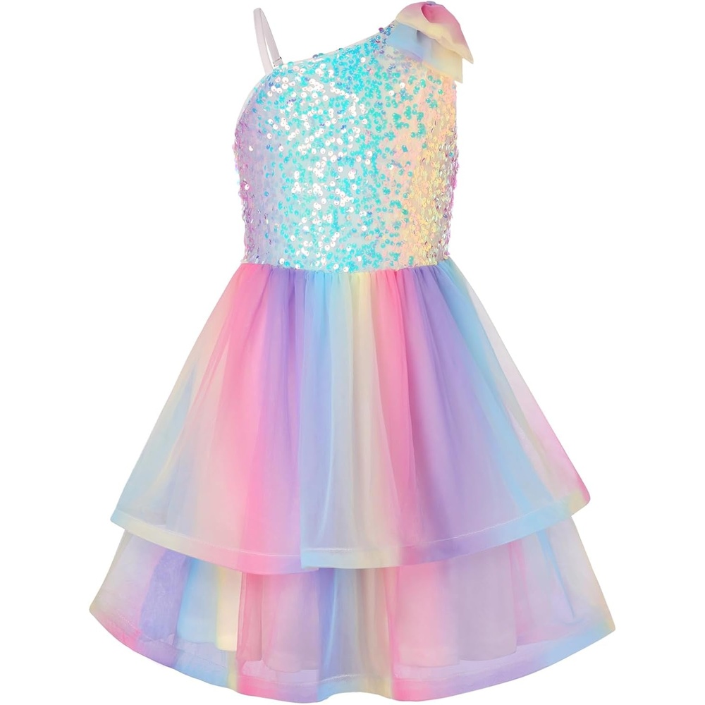 image:imageGRACE KARIN Girls Party Sequin Formal Dress 714Y Birthday Dance Graduation Sparkly Pageant Dresses Wedding Flower Girl DressRainbow