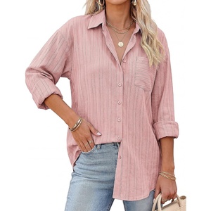GRACE KARIN Women’s 2026 Cotton Button Down Blouses, Dressy Casual Long Sleeve Shirts, Trendy Summer Collared Work Tops(Dusty Pink)