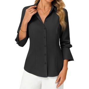 GRACE KARIN Womens Button Down Shirts,Long Sleeve Collared Dress Shirt,Wrinkle-Free Work Blouse Office Tops 2026 Fall Outfits(Black)