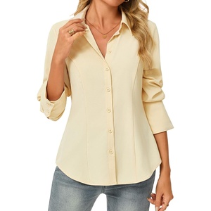 GRACE KARIN Womens Button Down Shirts,Long Sleeve Collared Dress Shirt,Wrinkle-Free Work Blouse Office Tops 2026 Fall Outfits(Butter Yellow)
