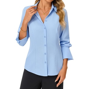GRACE KARIN Womens Button Down Shirts,Long Sleeve Collared Dress Shirt,Wrinkle-Free Work Blouse Office Tops 2026 Fall Outfits(Light Blue)