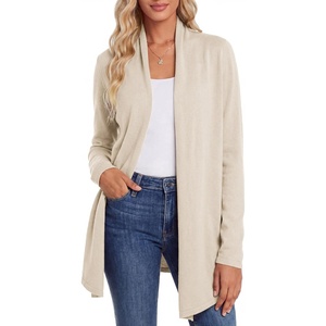 GRACE KARIN Women’s Lightweight Long Sleeve Cardigan Sweaters Open Front Knit Draped Cardigans Business Casual Coats(Beige)