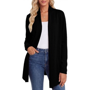 GRACE KARIN Women’s Lightweight Long Sleeve Cardigan Sweaters Open Front Knit Draped Cardigans Business Casual Coats(Black)