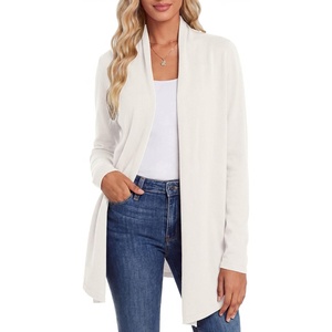 GRACE KARIN Women’s Lightweight Long Sleeve Cardigan Sweaters Open Front Knit Draped Cardigans Business Casual Coats(Ivory White)