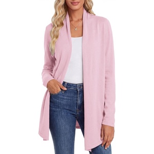 GRACE KARIN Women’s Lightweight Long Sleeve Cardigan Sweaters Open Front Knit Draped Cardigans Business Casual Coats(Light Pink)