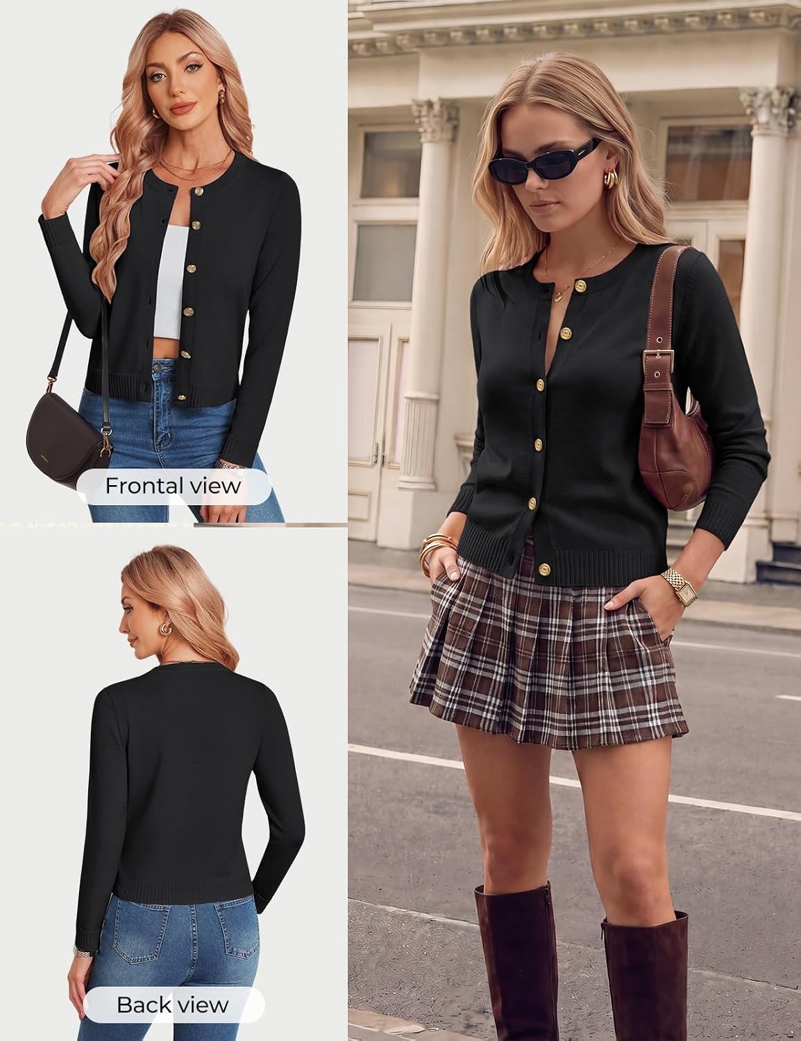 image:imageGRACE KARIN Womens Cropped Cardigan Sweater Wool Button Up Sweaters Soft Fall Fashion Outfits Clothes Trendy 2026Black