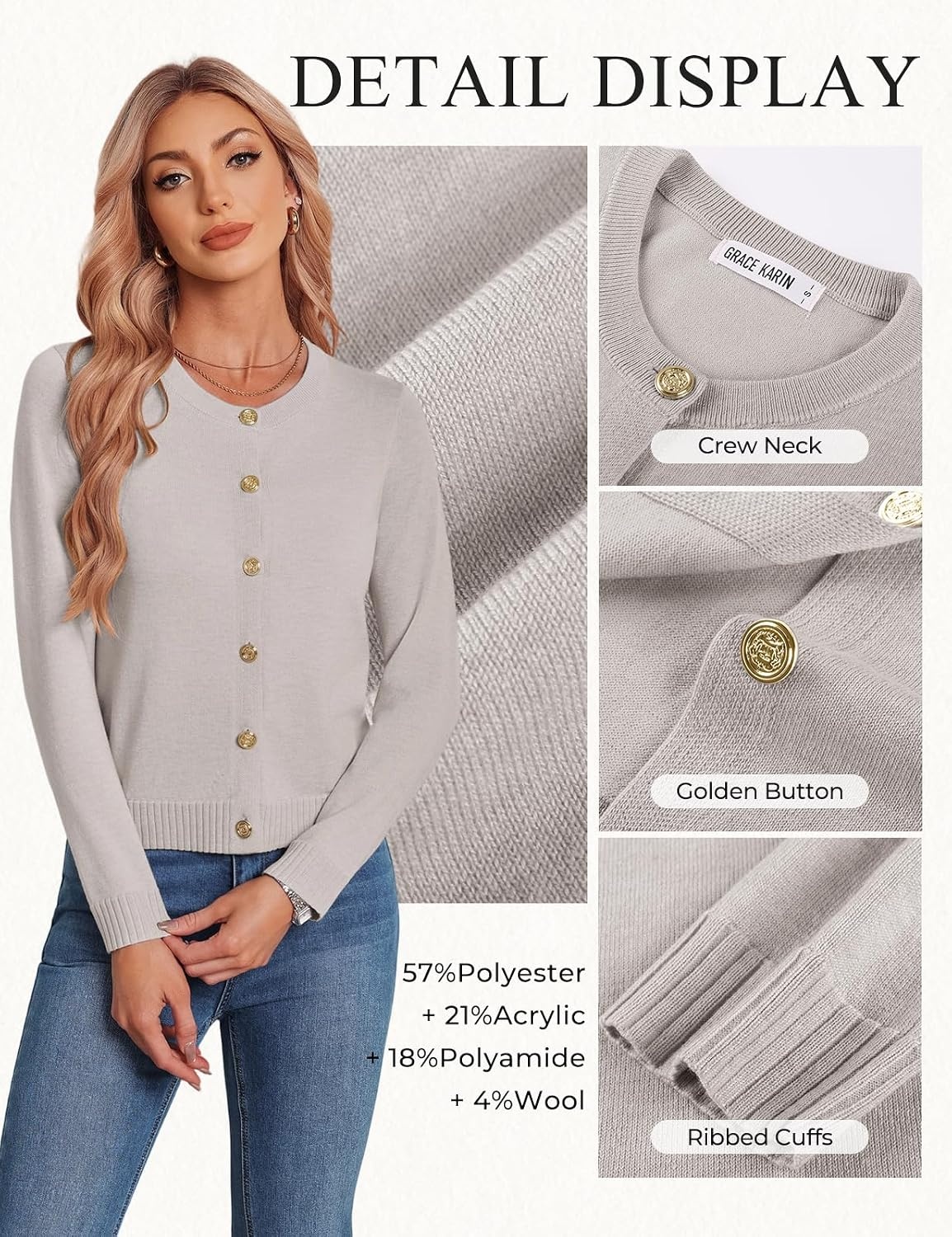 image:imageGRACE KARIN Womens Cropped Cardigan Sweater Wool Button Up Sweaters Soft Fall Fashion Outfits Clothes Trendy 2026Light Camel