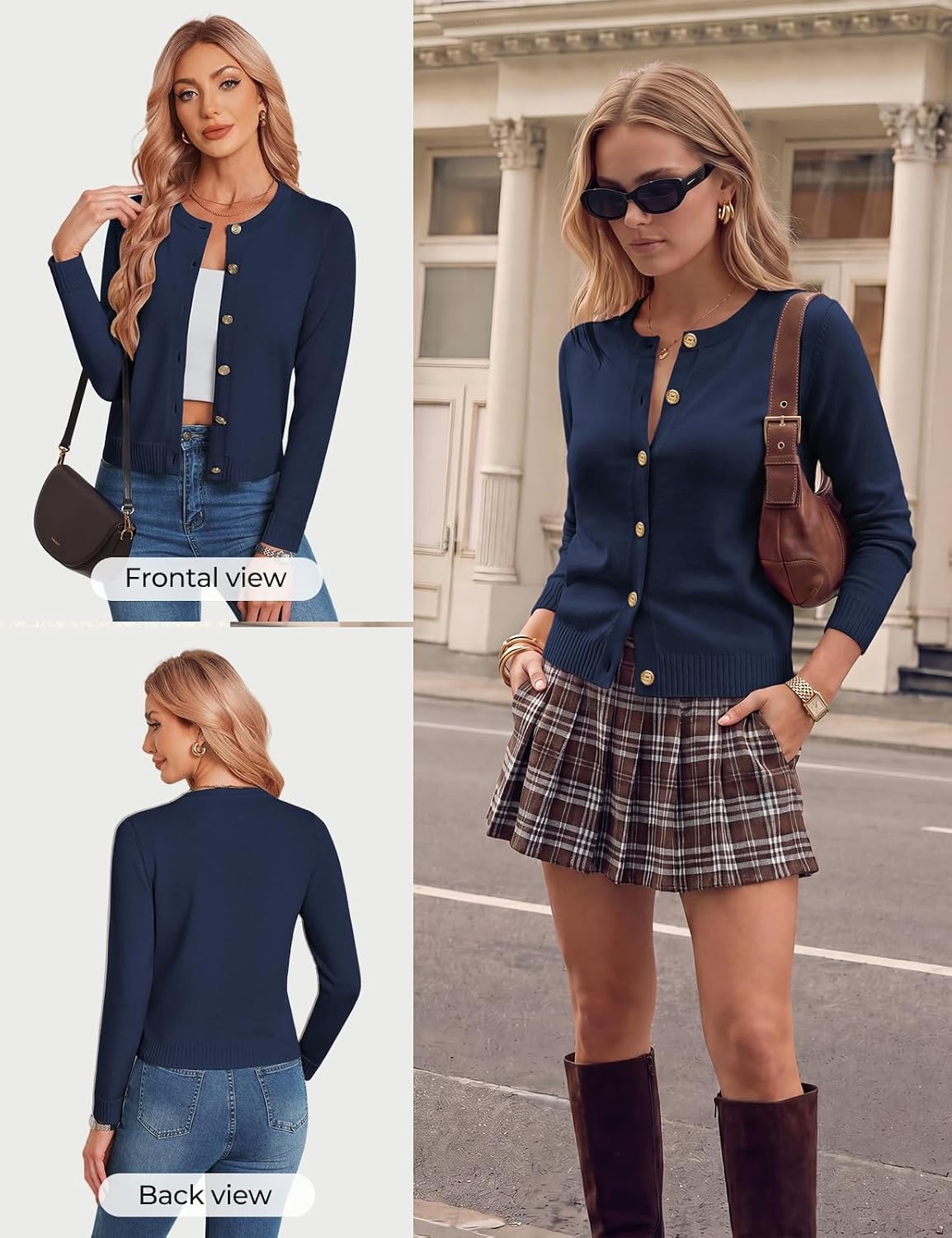 image:imageGRACE KARIN Womens Cropped Cardigan Sweater Wool Button Up Sweaters Soft Fall Fashion Outfits Clothes Trendy 2026Navy Blue