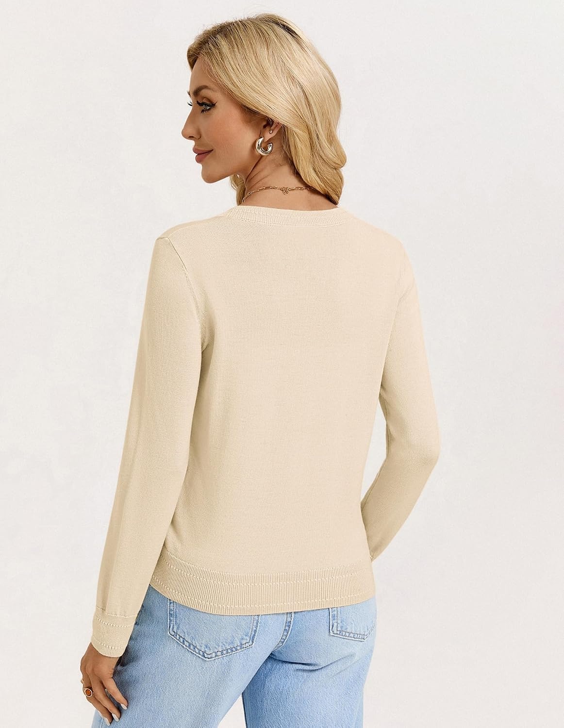image:imageGRACE KARIN Womens Lightweight Cardigan Sweaters Trendy Button Up VNeck Knit Cardigans Shrug Summer Fashion ClothesLight Beige