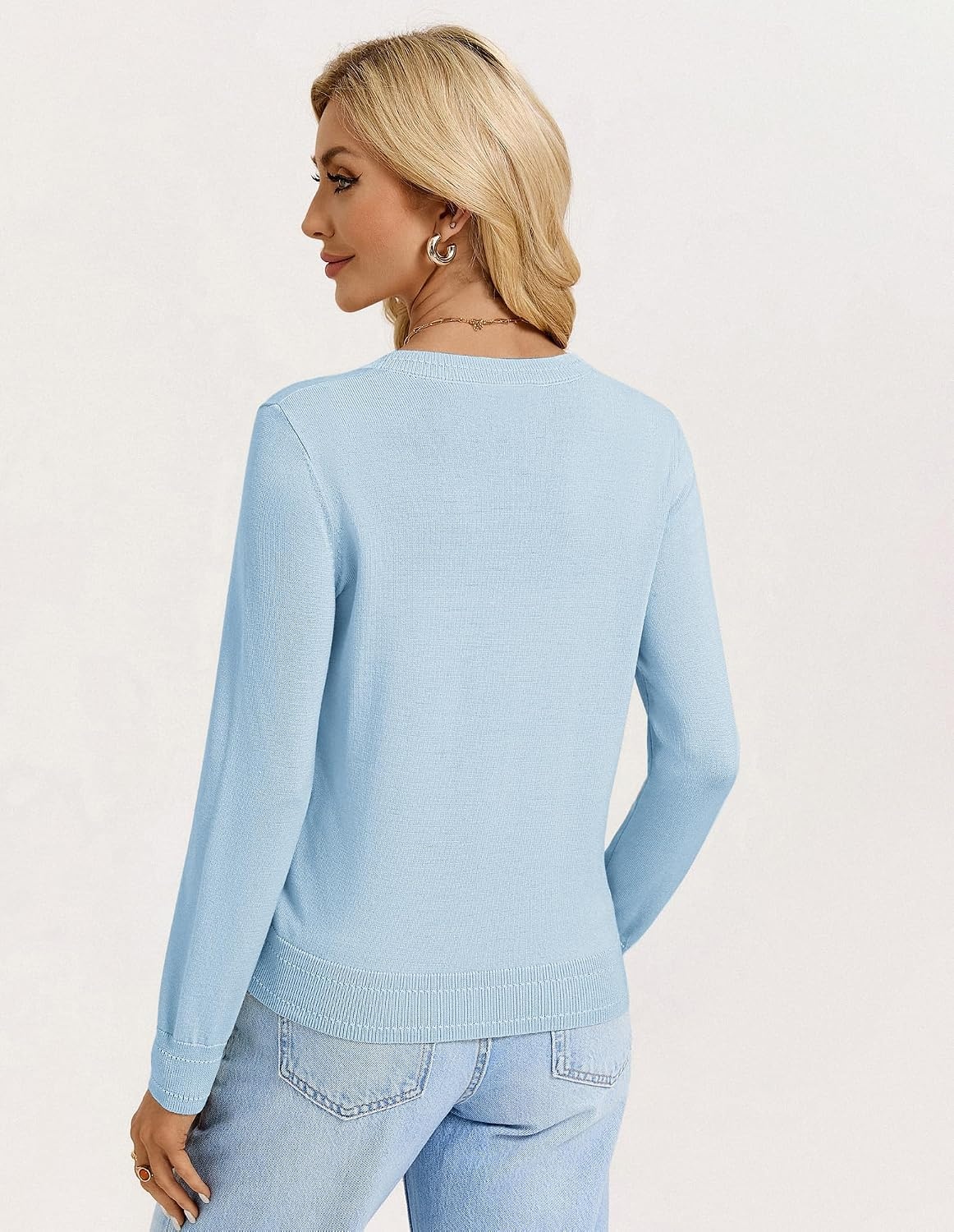 image:imageGRACE KARIN Womens Lightweight Cardigan Sweaters Trendy Button Up VNeck Knit Cardigans Shrug Summer Fashion ClothesLight Blue