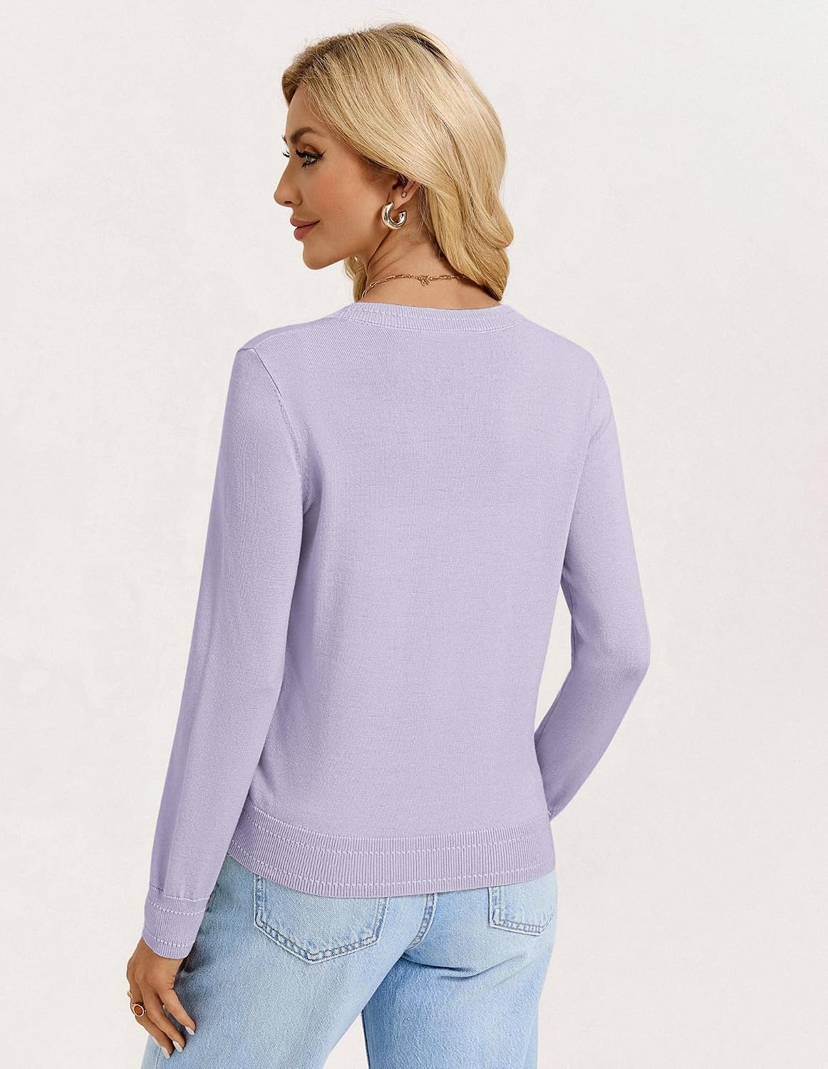 image:imageGRACE KARIN Womens Lightweight Cardigan Sweaters Trendy Button Up VNeck Knit Cardigans Shrug Summer Fashion ClothesLight Purple