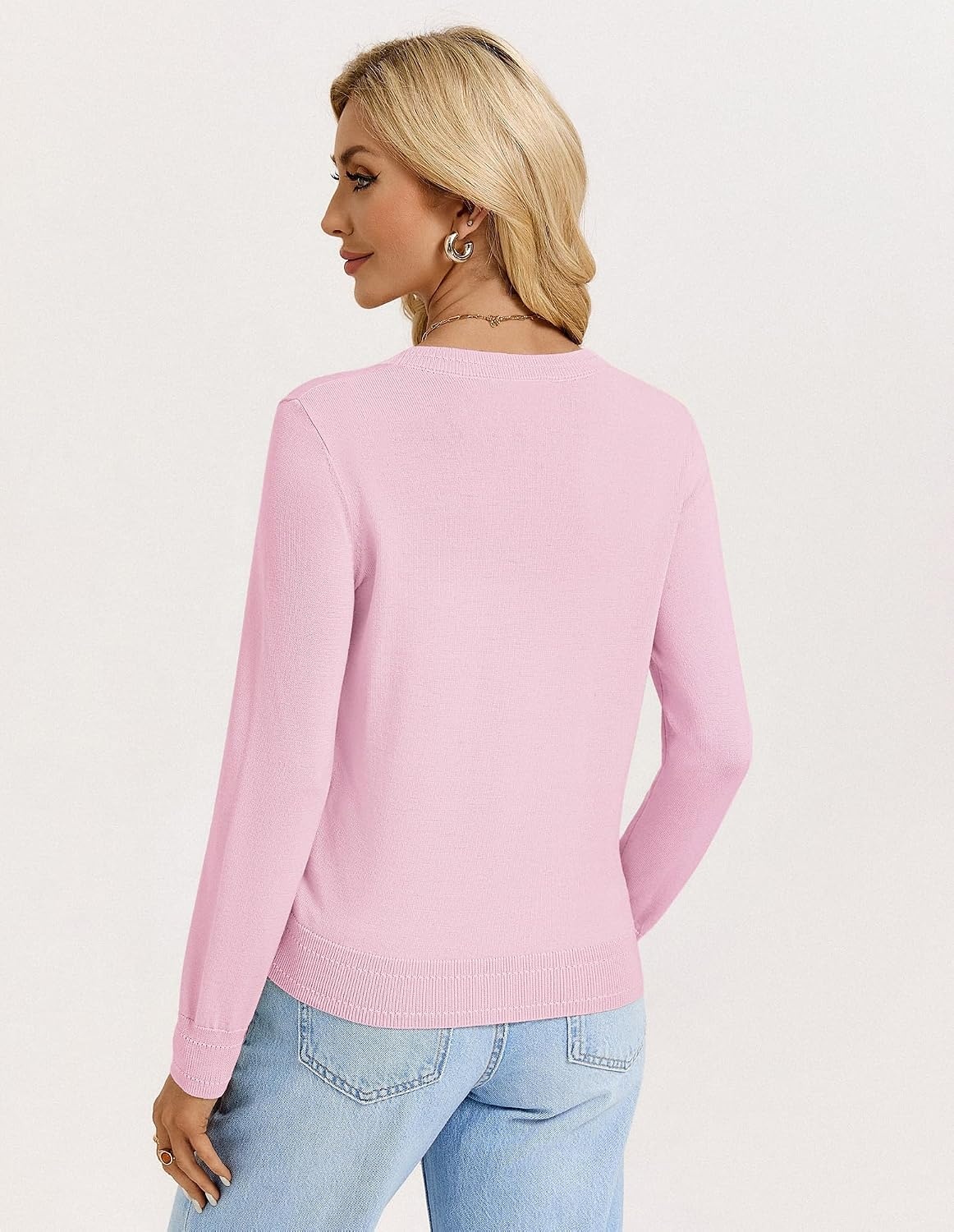 image:imageGRACE KARIN Womens Lightweight Cardigan Sweaters Trendy Button Up VNeck Knit Cardigans Shrug Summer Fashion ClothesPink