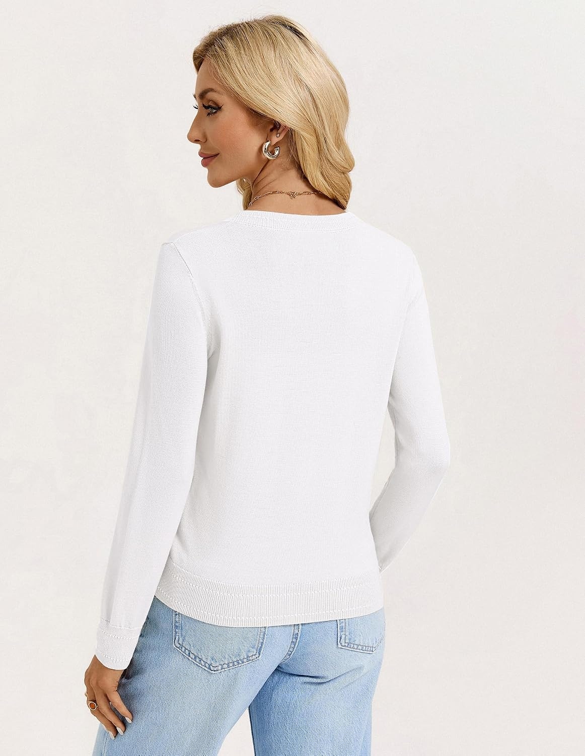 image:imageGRACE KARIN Womens Lightweight Cardigan Sweaters Trendy Button Up VNeck Knit Cardigans Shrug Summer Fashion ClothesWhite