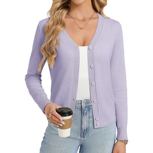 GRACE KARIN Womens Lightweight Cardigan Sweaters Trendy Button Up V-Neck Knit Cardigans Shrug Summer Fashion Clothes(Light Purple)