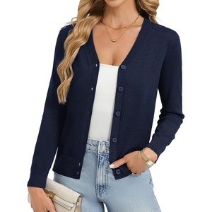 GRACE KARIN Womens Lightweight Cardigan Sweaters Trendy Button Up V-Neck Knit Cardigans Shrug Summer Fashion Clothes(Navy Blue)