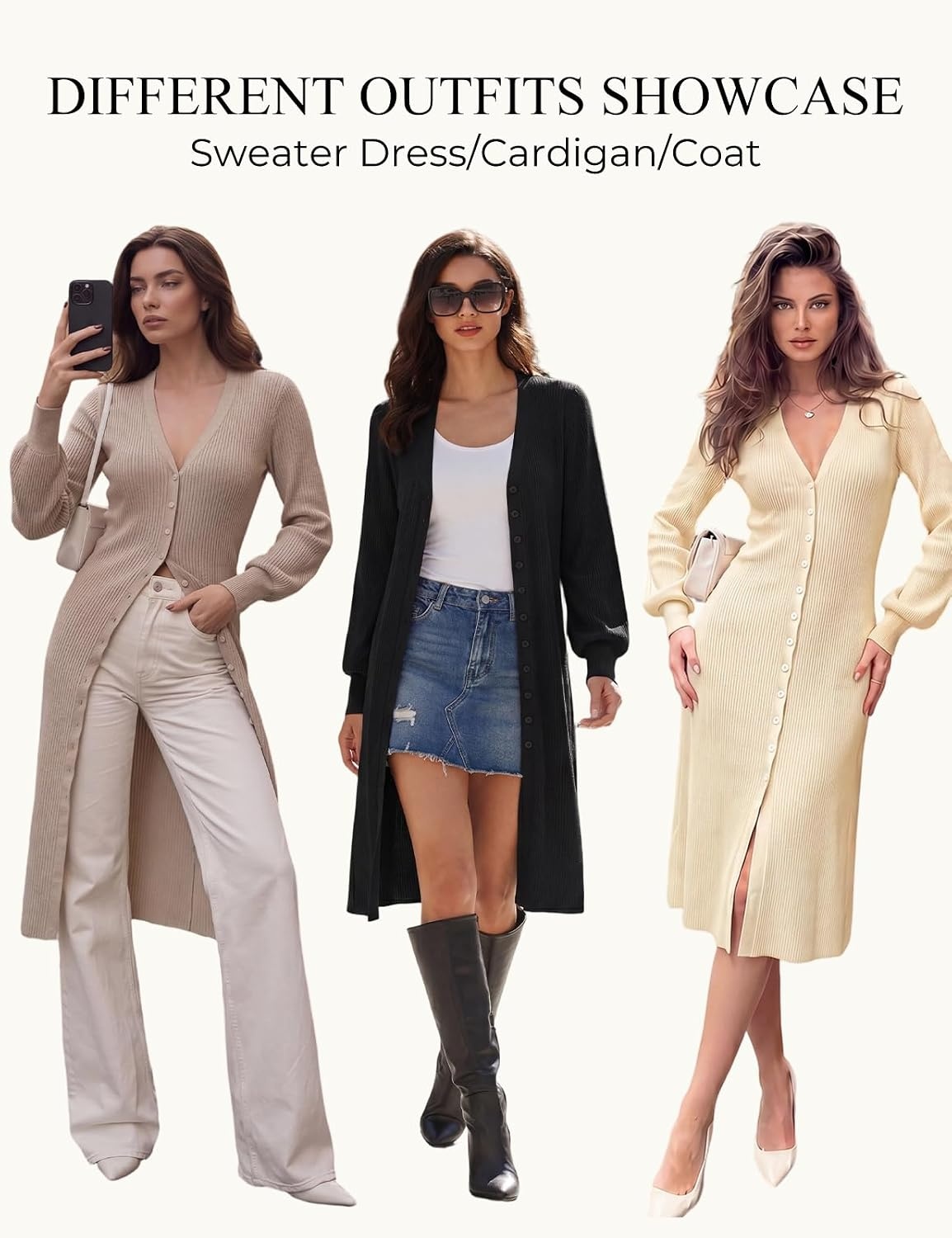image:imageGRACE KARIN Long Cardigan Sweaters for Women V Neck Button Up Sweater Maxi DressDark Gray