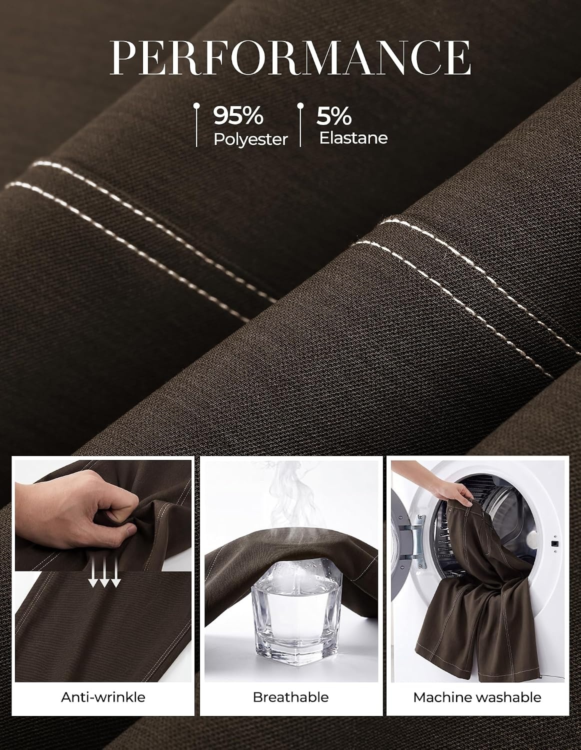 image:imageGRACE KARIN Wide Leg Pants for Women High Waist Dress Trousers Fall Winter Business Office Casual WearDark Brown