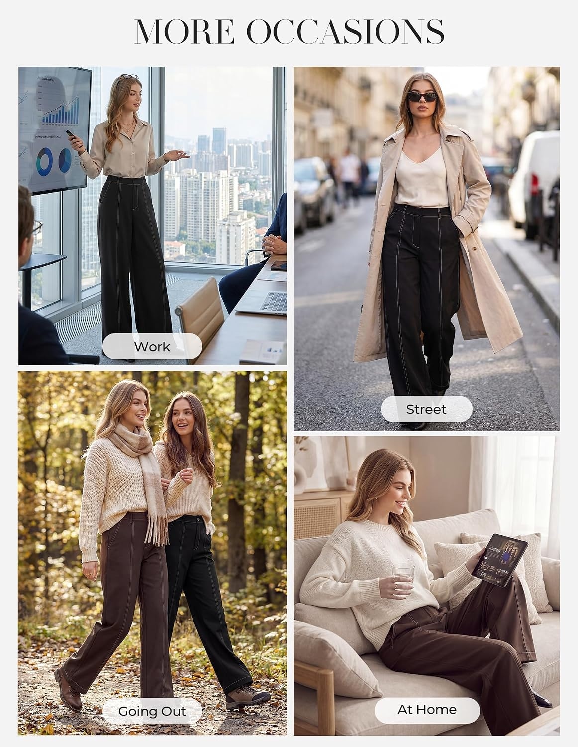 image:imageGRACE KARIN Wide Leg Pants for Women High Waist Dress Trousers Fall Winter Business Office Casual WearDark Grey