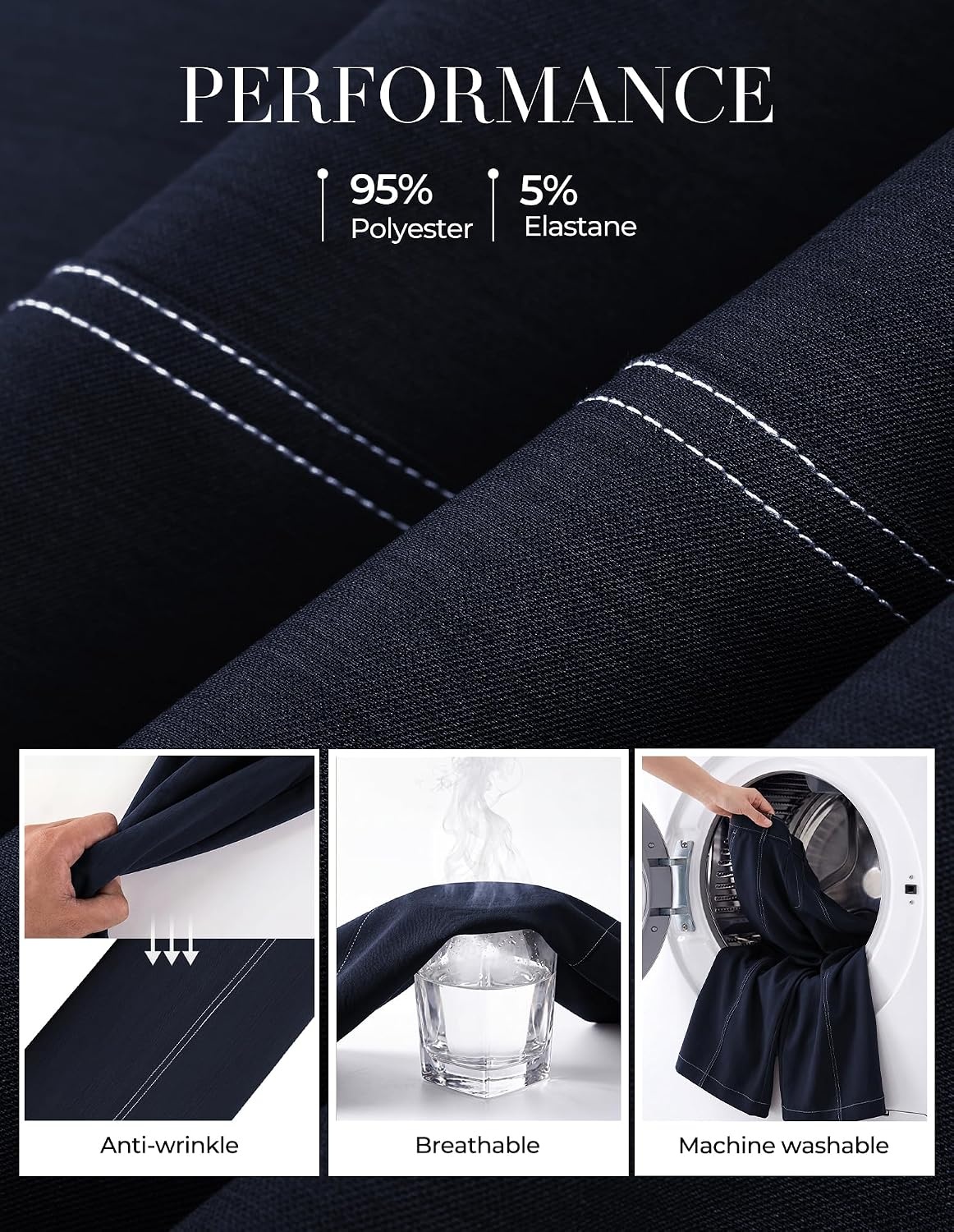 image:imageGRACE KARIN Wide Leg Pants for Women High Waist Dress Trousers Fall Winter Business Office Casual WearNavy Blue