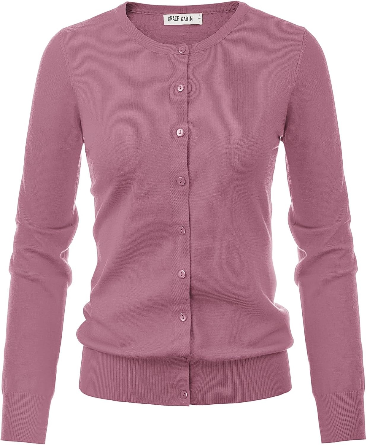 image:imageGRACE KARIN Womens Long Sleeve Knit Cardigan Sweaters Casual Dressy Open Front Button Down Cardigans Summer OutfitsDusty Rose