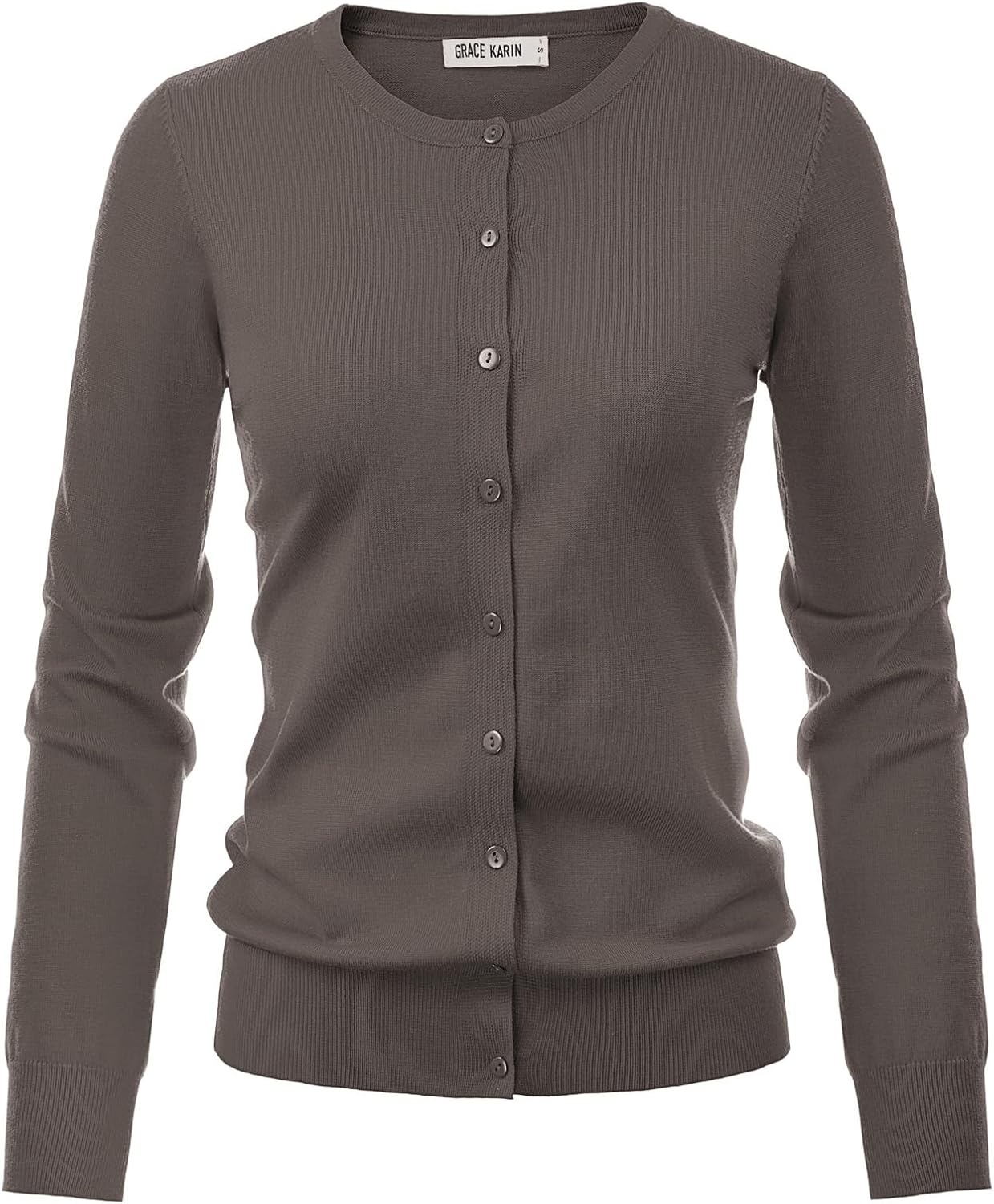 image:imageGRACE KARIN Womens Long Sleeve Knit Cardigan Sweaters Casual Dressy Open Front Button Down Cardigans Summer OutfitsGrayishbrown