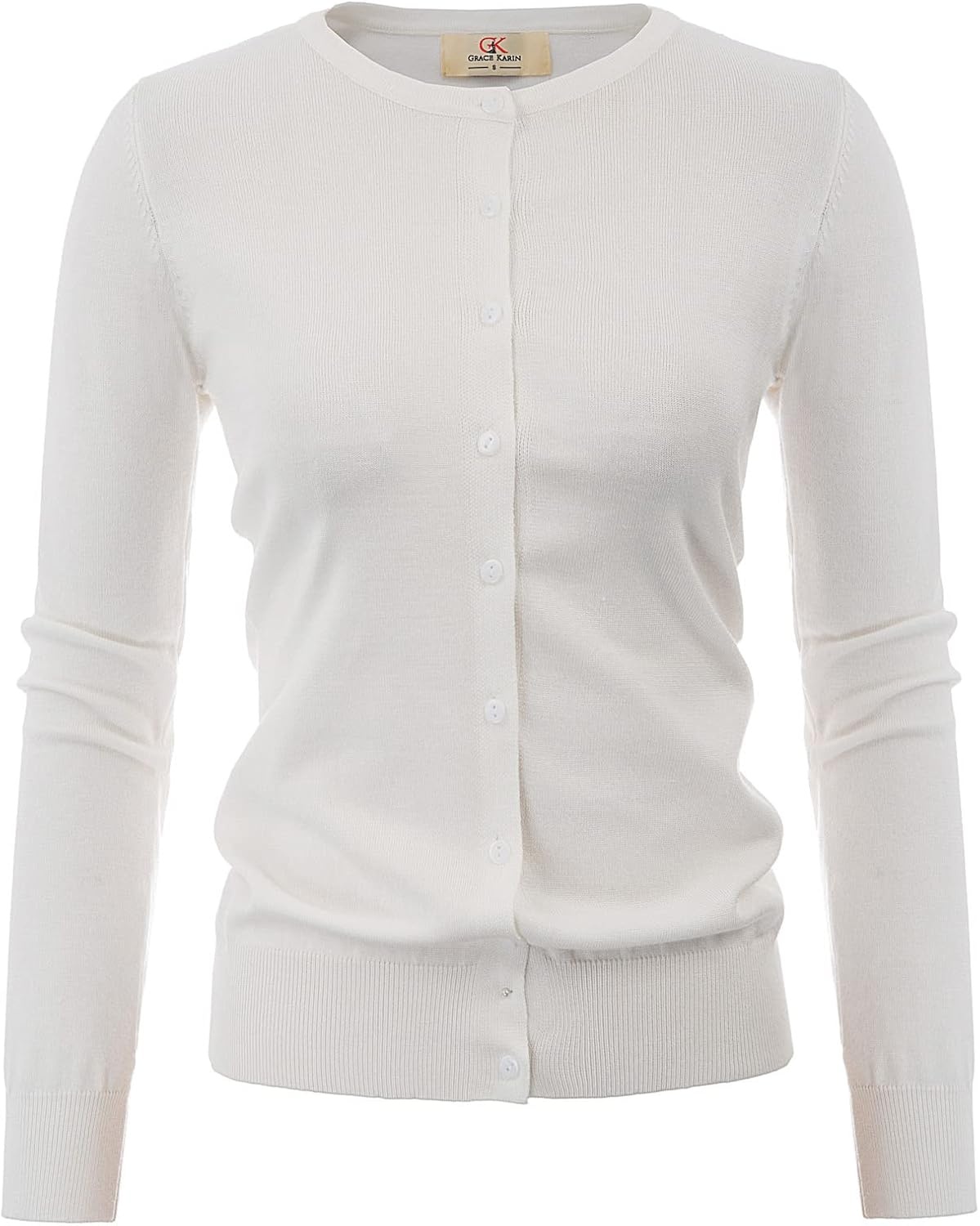 image:imageGRACE KARIN Womens Long Sleeve Knit Cardigan Sweaters Casual Dressy Open Front Button Down Cardigans Summer OutfitsIvory White
