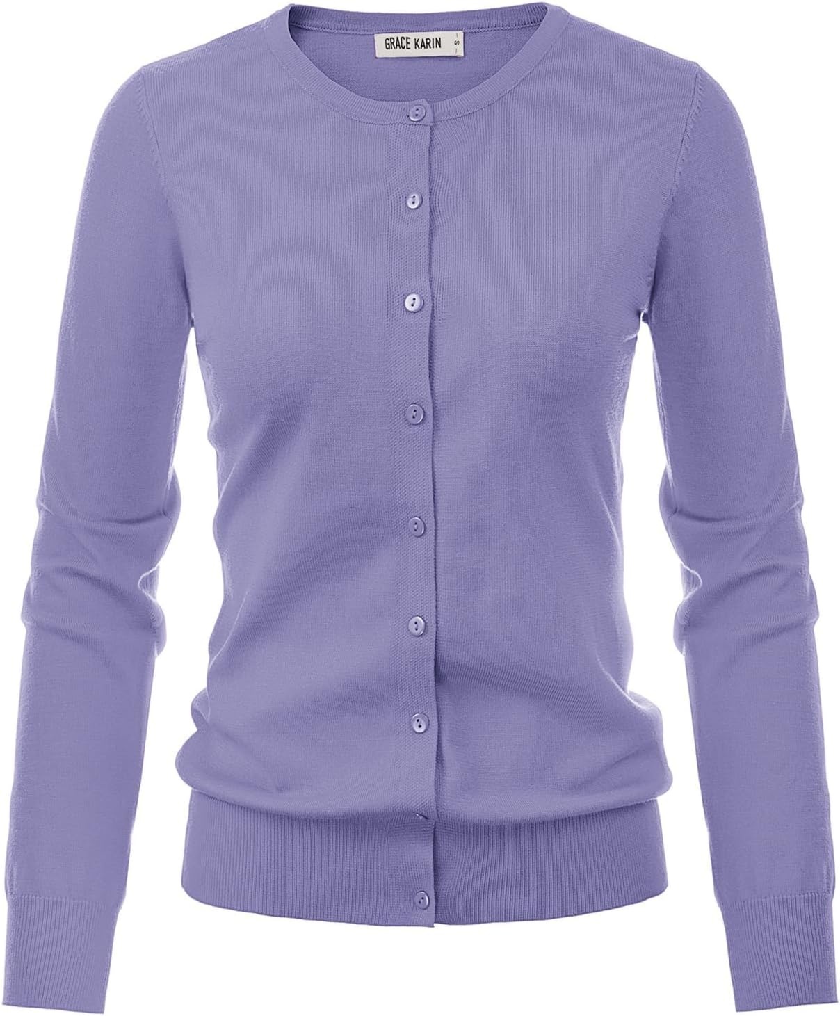 image:imageGRACE KARIN Womens Long Sleeve Knit Cardigan Sweaters Casual Dressy Open Front Button Down Cardigans Summer OutfitsPurple