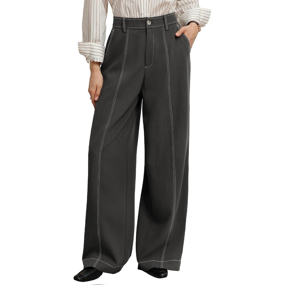 image:imageGRACE KARIN Wide Leg Pants for Women High Waist Dress Trousers Fall Winter Business Office Casual WearDark Grey