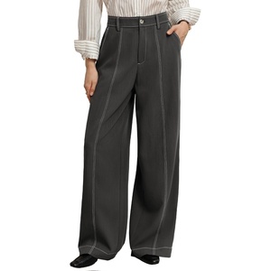 GRACE KARIN Wide Leg Pants for Women, High Waist Dress Trousers, Fall Winter Business Office Casual Wear(Dark Grey)