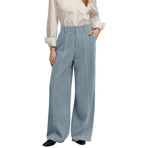 GRACE KARIN Wide Leg Pants for Women, High Waist Dress Trousers, Fall Winter Business Office Casual Wear(Grey Blue)
