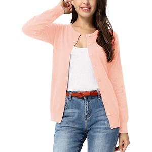 GRACE KARIN Womens Long Sleeve Knit Cardigan Sweaters Casual Dressy Open Front Button Down Cardigans Summer Outfits(Light Pink)