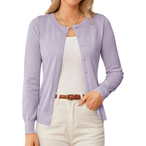 GRACE KARIN Womens Long Sleeve Knit Cardigan Sweaters Casual Dressy Open Front Button Down Cardigans Summer Outfits(Light Purple)