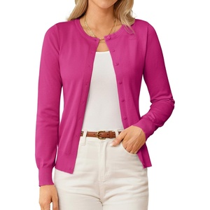 GRACE KARIN Womens Long Sleeve Knit Cardigan Sweaters Casual Dressy Open Front Button Down Cardigans Summer Outfits(Pink#22)