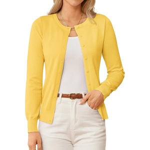GRACE KARIN Womens Long Sleeve Knit Cardigan Sweaters Casual Dressy Open Front Button Down Cardigans Summer Outfits(Yellow)