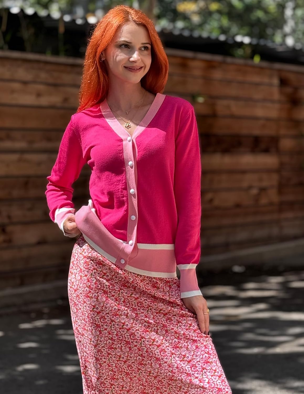 image:imageGRACE KARIN Cardigan Sweaters for Women Lightweight Long Sleeve Cropped Cardigan Summer Fall Fashion Clothing Outfits ShrugHot Pink