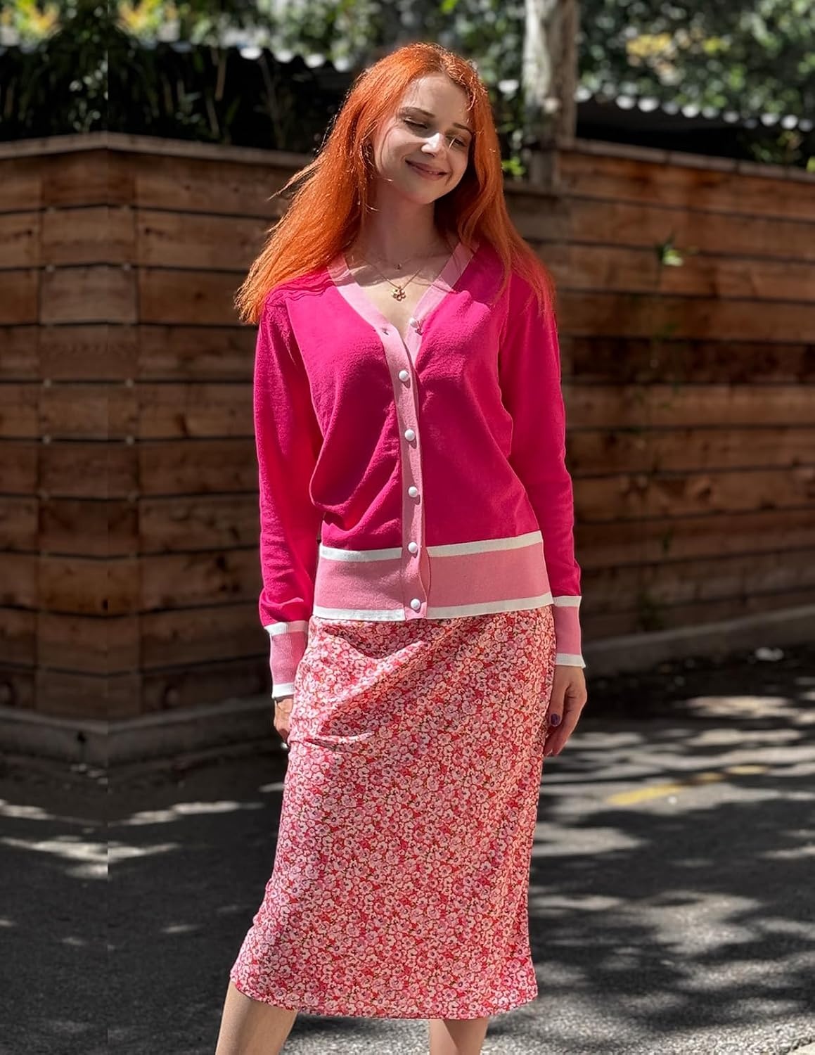 image:imageGRACE KARIN Cardigan Sweaters for Women Lightweight Long Sleeve Cropped Cardigan Summer Fall Fashion Clothing Outfits ShrugHot Pink