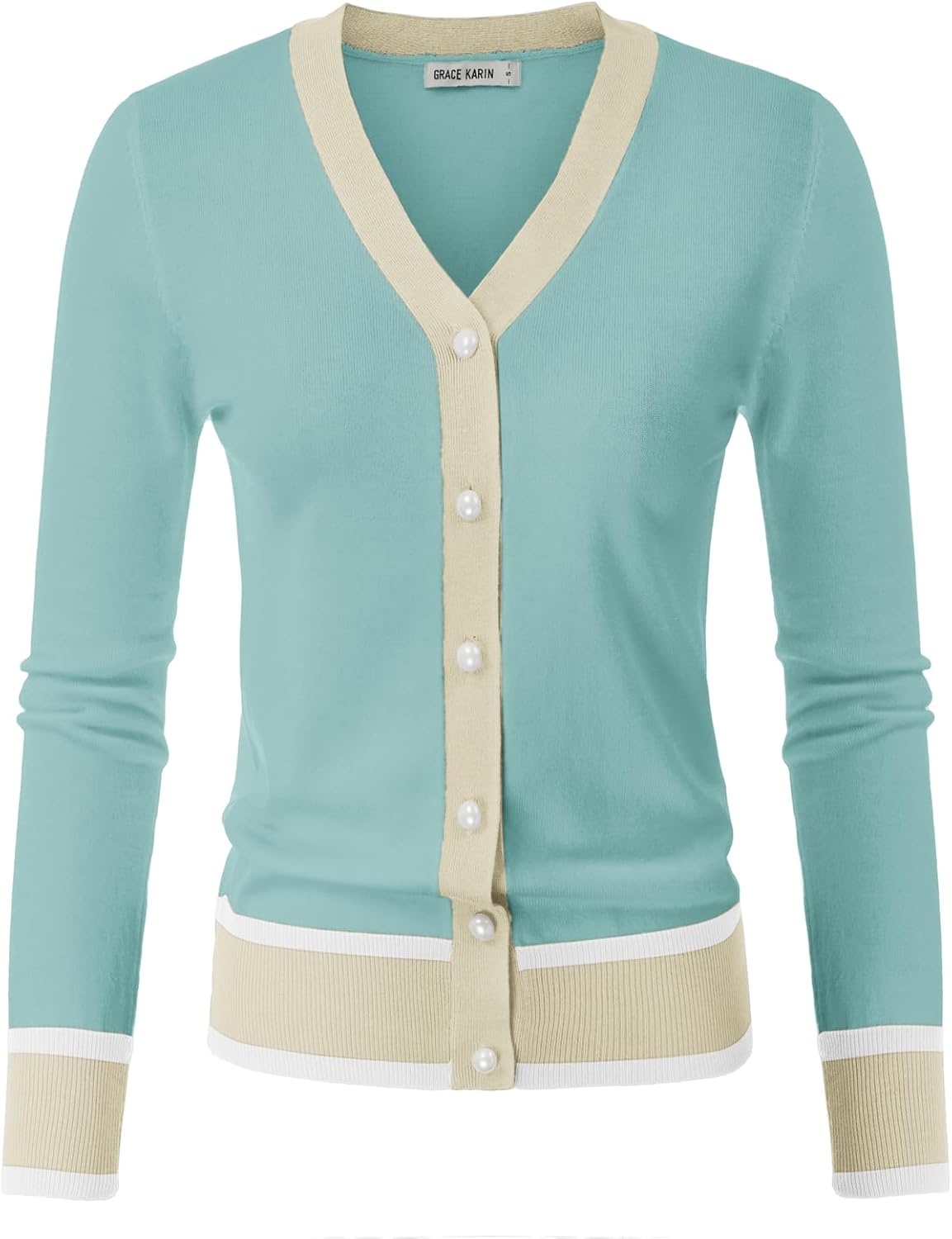 image:imageGRACE KARIN Cardigan Sweaters for Women Lightweight Long Sleeve Cropped Cardigan Summer Fall Fashion Clothing Outfits ShrugLight Blue