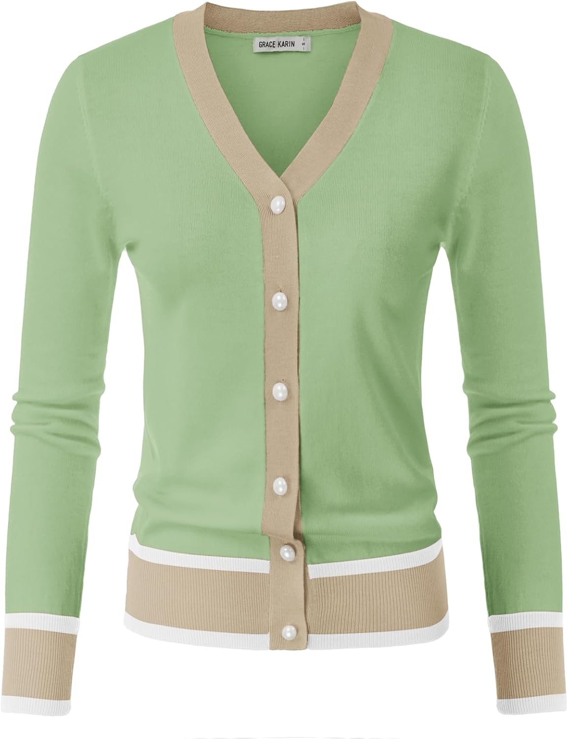 image:imageGRACE KARIN Cardigan Sweaters for Women Lightweight Long Sleeve Cropped Cardigan Summer Fall Fashion Clothing Outfits ShrugLight Green