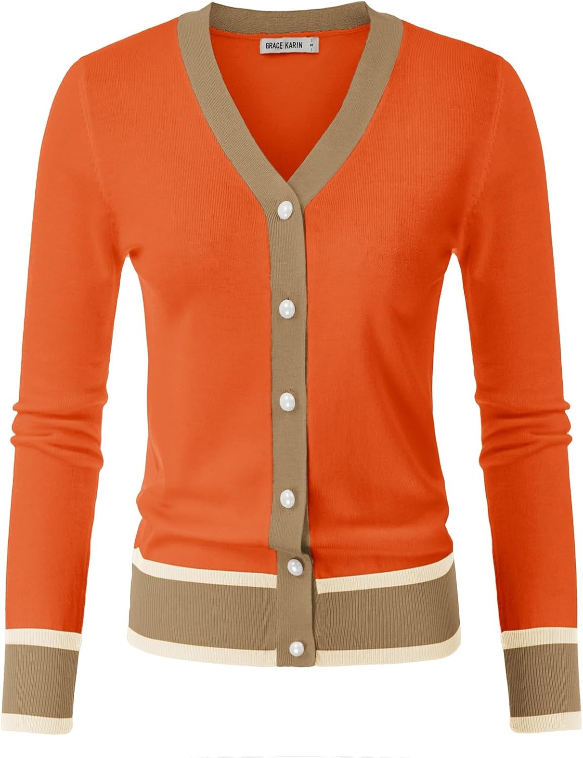 image:imageGRACE KARIN Cardigan Sweaters for Women Lightweight Long Sleeve Cropped Cardigan Summer Fall Fashion Clothing Outfits ShrugOrange