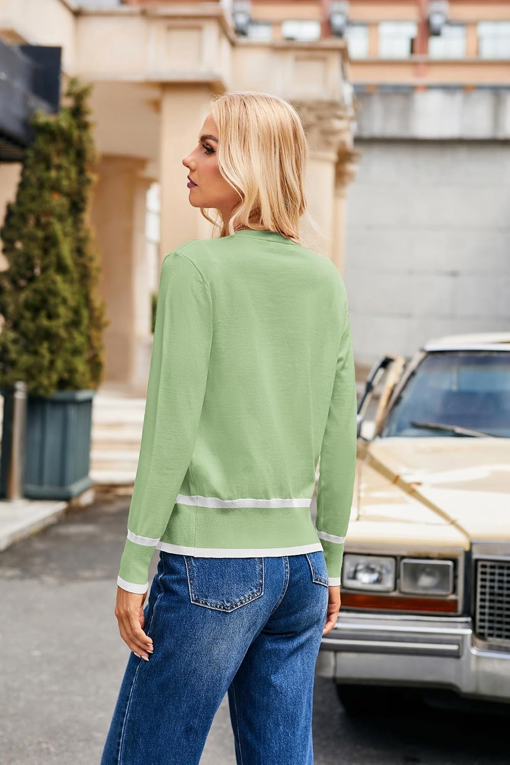 image:imageGRACE KARIN Cardigan Sweaters for Women Lightweight Long Sleeve Cropped Cardigan Summer Fall Fashion Clothing Outfits ShrugSage Green