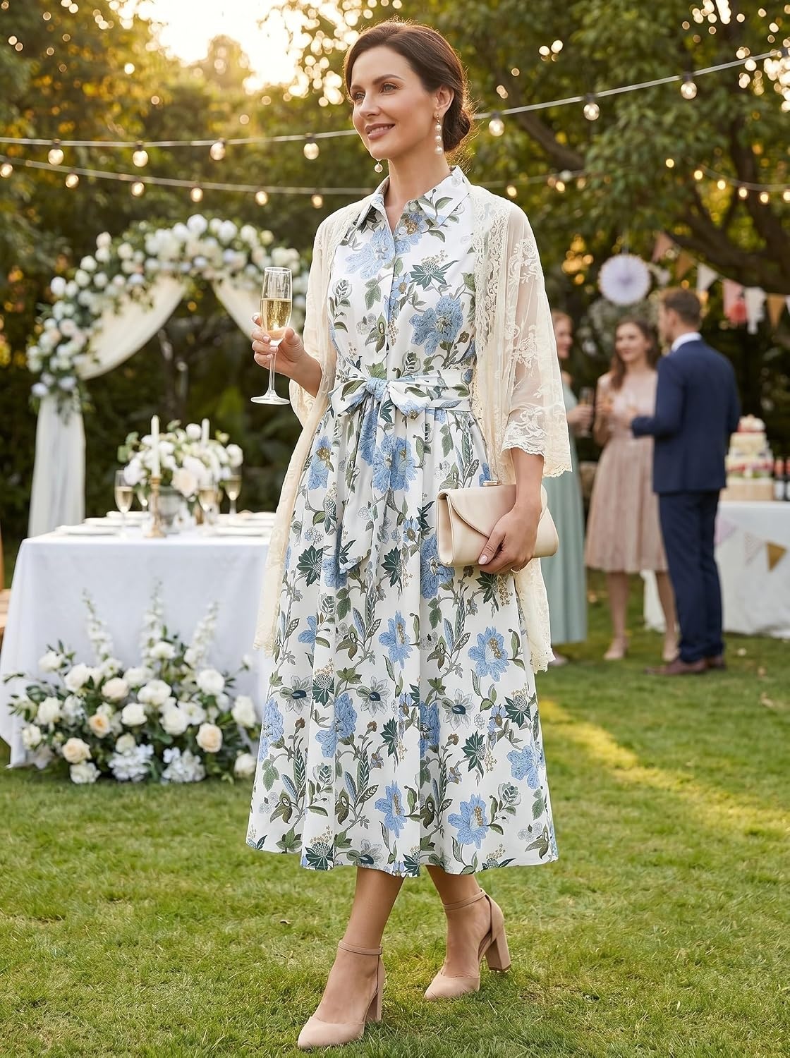 image:imageGRACE KARIN Womens 2026 Summer Sleeveless Floral Flowy Casual Dresses Boho Tie Belt A Line Shirt Midi Dress with PocketGreen