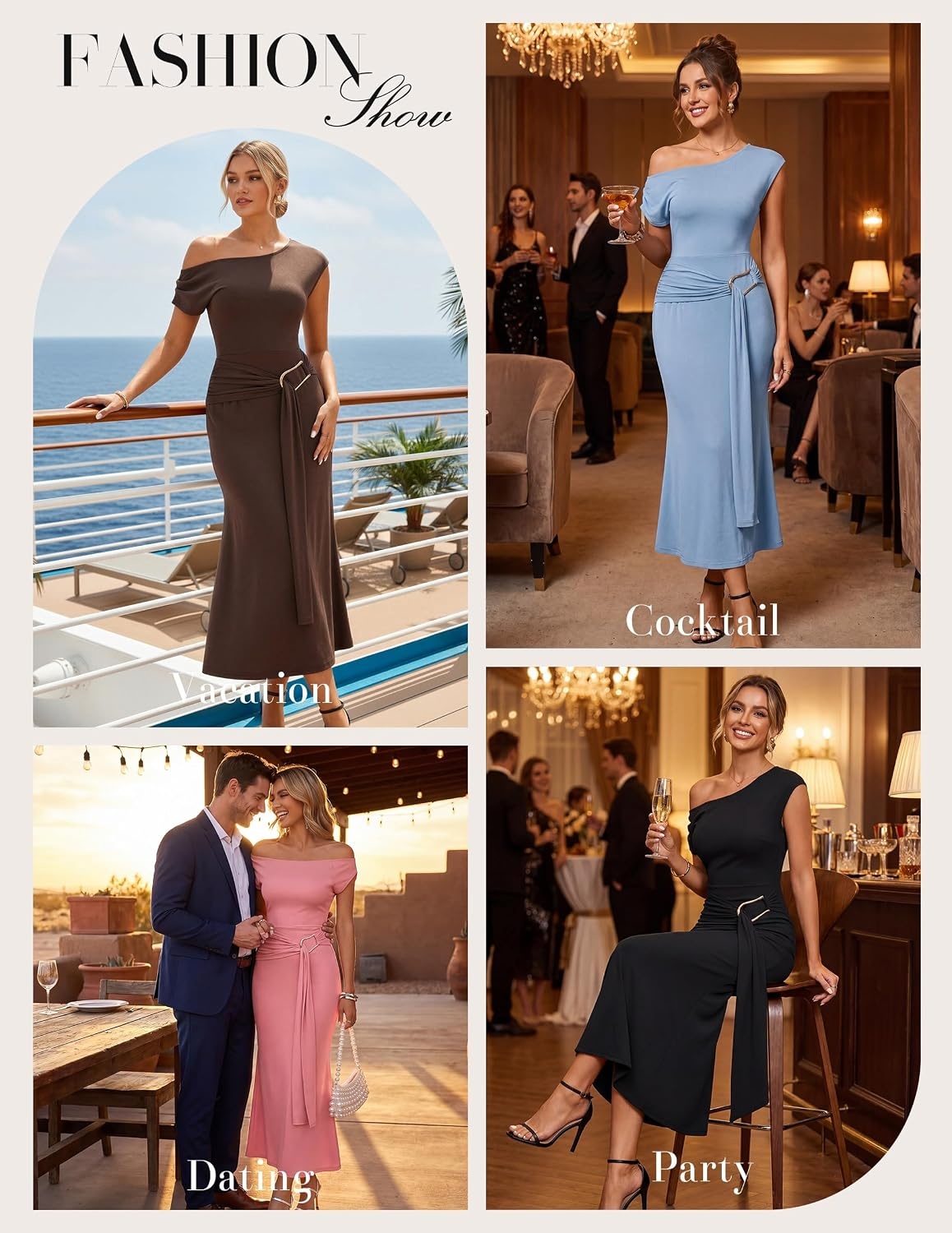 image:imageGRACE KARIN Womens 2026 Summer Wedding Guest Dresses Formal Cocktail One Shoulder Bodycon Dresses Elegant Ruched Maxi DressSky Blue