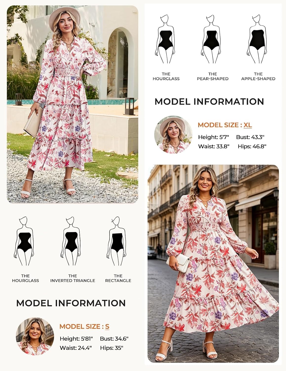 image:imageGRACE KARIN Womens Floral Maxi Dress 2026 Fall Long Sleeve V Neck Empire Waist A Line Flowy Dress with PocketApricot