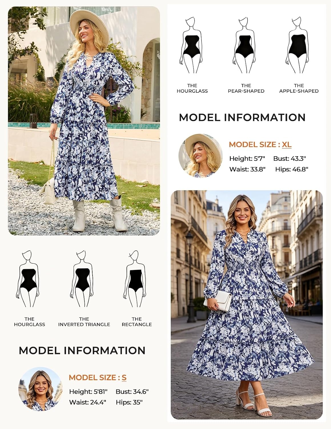image:imageGRACE KARIN Womens Floral Maxi Dress 2026 Fall Long Sleeve V Neck Empire Waist A Line Flowy Dress with PocketNavy