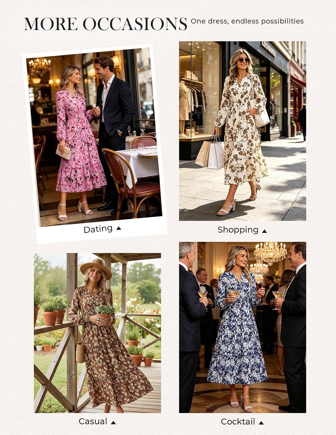 image:imageGRACE KARIN Womens Floral Maxi Dress 2026 Fall Long Sleeve V Neck Empire Waist A Line Flowy Dress with PocketPurple Floral