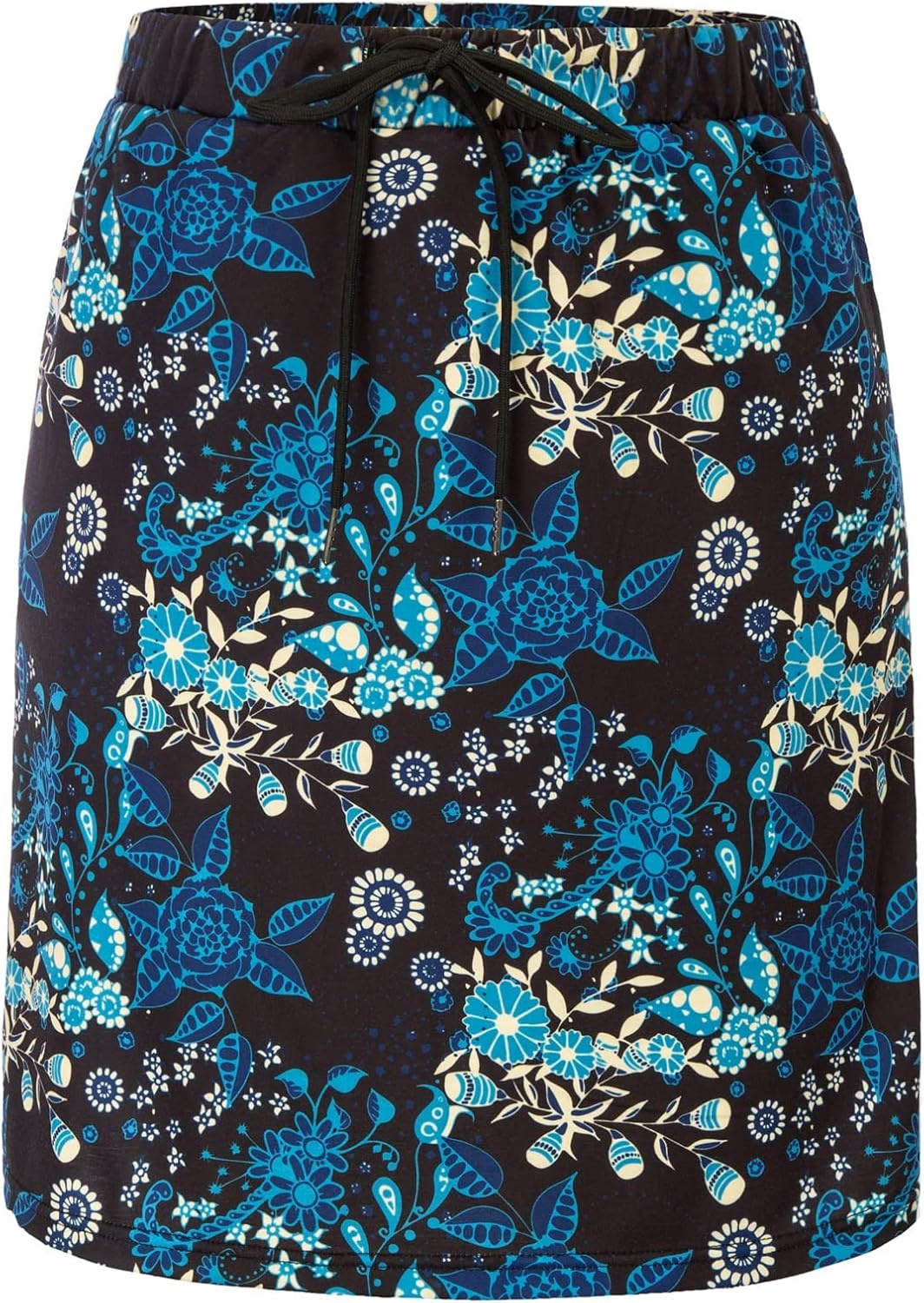 image:imageJACK SMITH Womens Stretchy Knee Length Skirts Athletic Skorts for Woman Drawstring Waist with Mesh Shorts PocketsBlue Flower Patterns