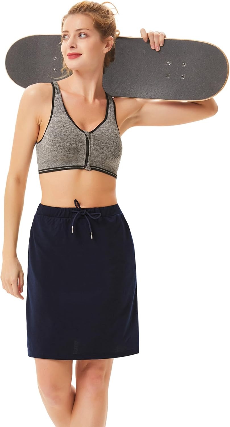 image:imageJACK SMITH Womens Stretchy Knee Length Skirts Athletic Skorts for Woman Drawstring Waist with Mesh Shorts PocketsNavy Blue