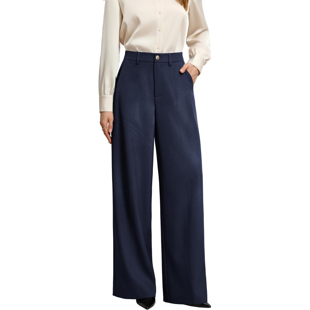 image:imageGRACE KARIN Womens Wide Leg Dress Pants2026 Fall High Waisted Trousers with Pockets Business Office Work Slacks OutfitNavy Blue